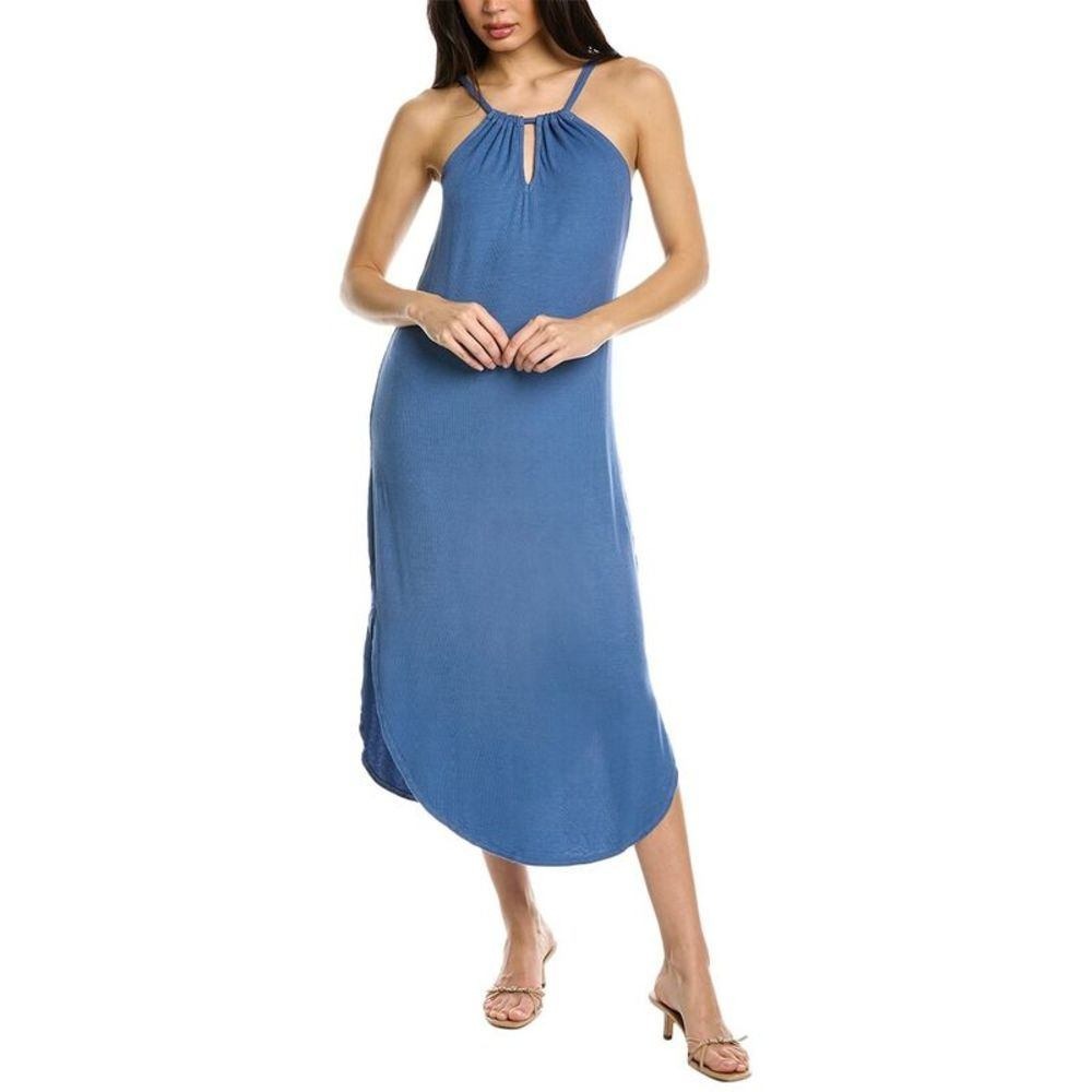 NEW Michael Stars Roya Keyhole Ribbed Midi Dress Indigo Blue Tank Size Small